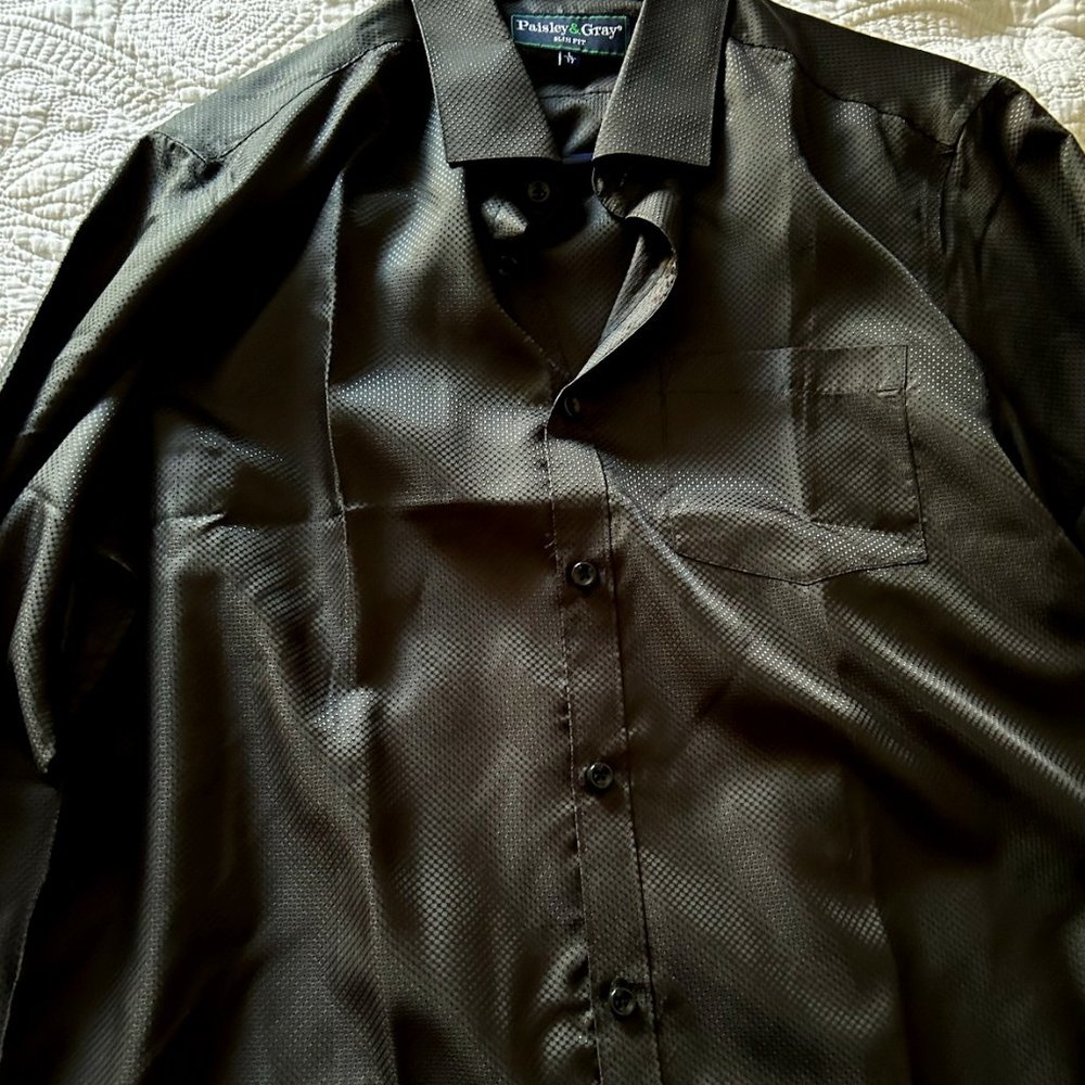 Black Jacquard Dress Shirt Size L